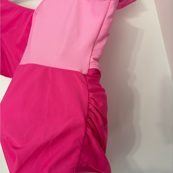 NWOT Women’s Ruffle Sleeve Pink Ruffle Sleeve Wrap Swimsuit size Large - Picture 3 of 7